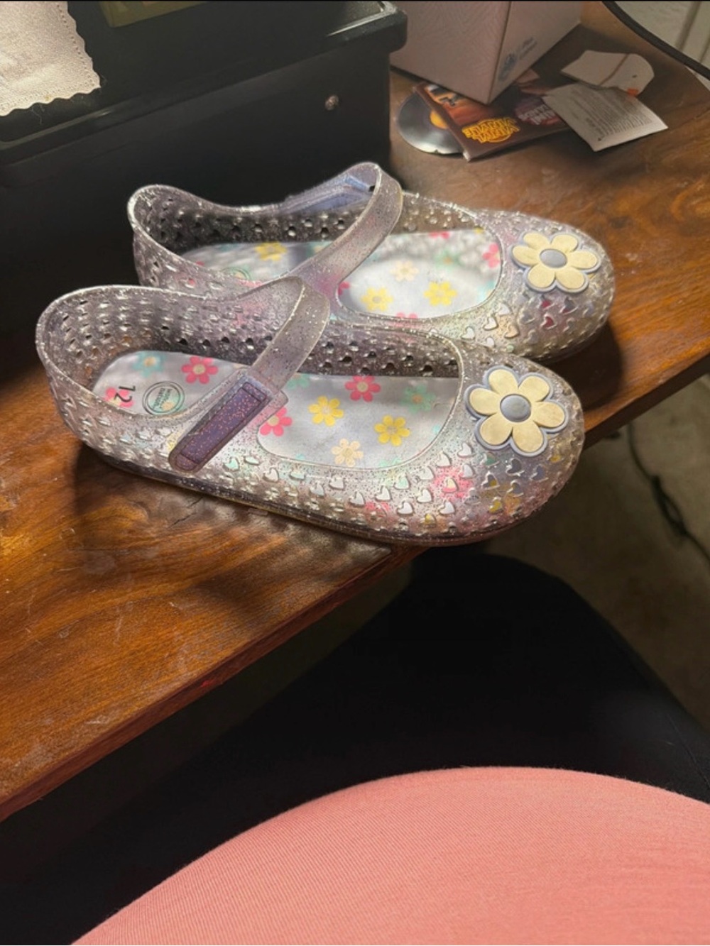 wonder nation Glitter Flower Mary Jane Shoes - Silver